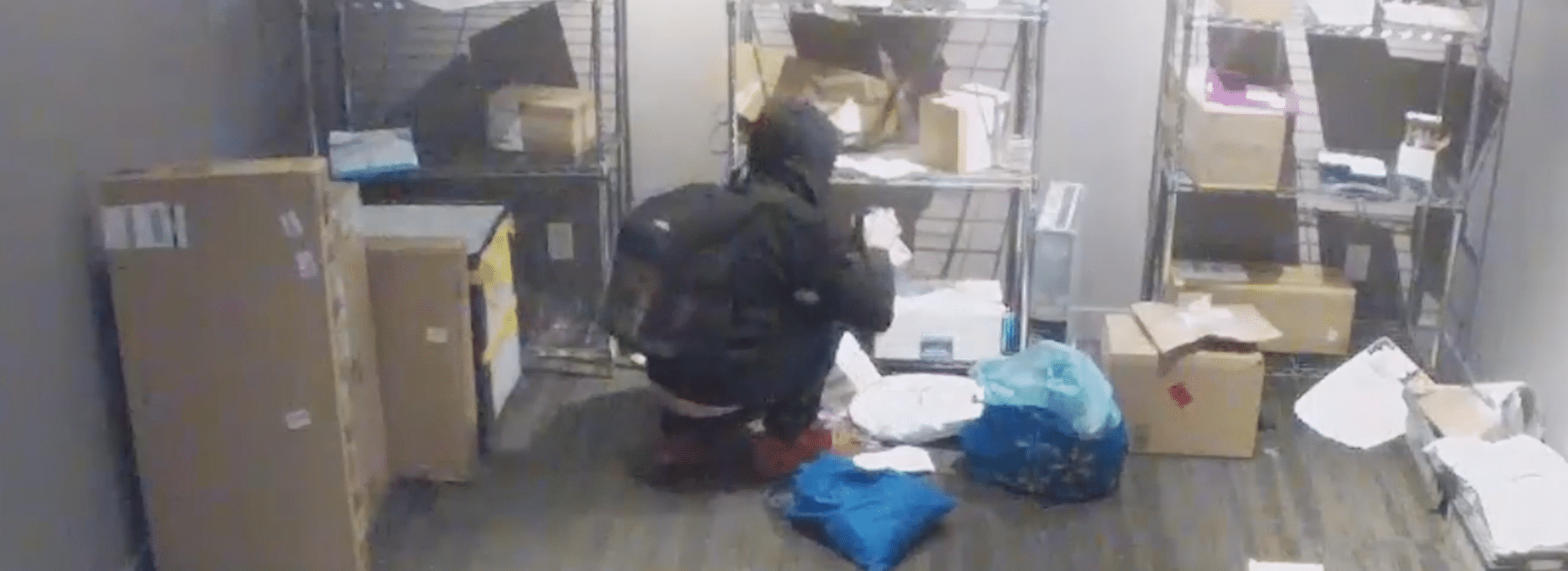 Man raiding apartment mailroom