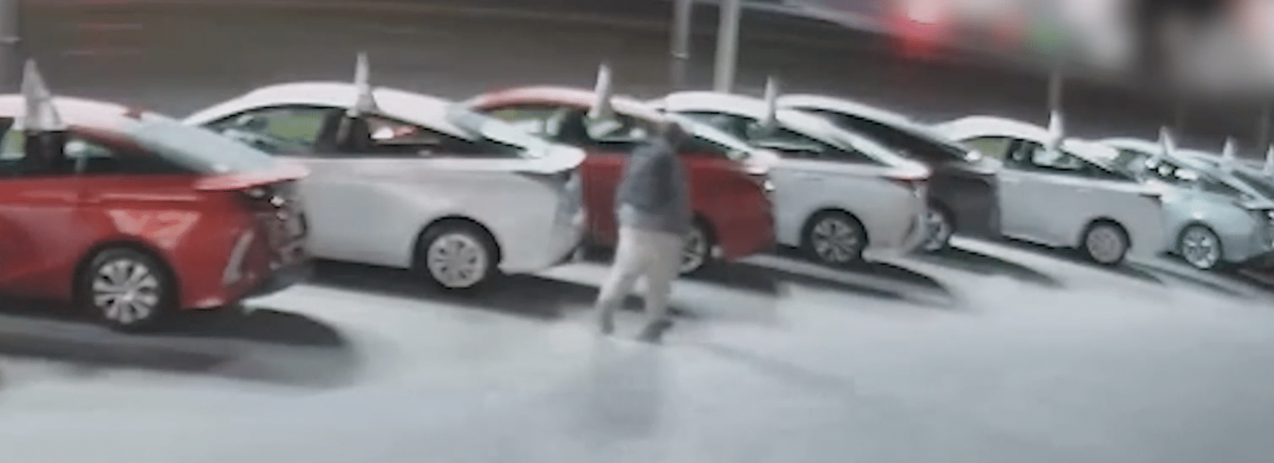 Late-night prowler at auto dealership