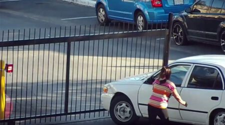 Woman Smashes Into Apartment Access Gate