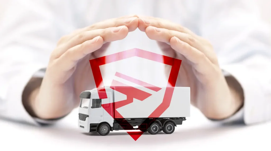 A pair of hands cupped together over a white semi-truck. Red Stealth logo superimposed over it.