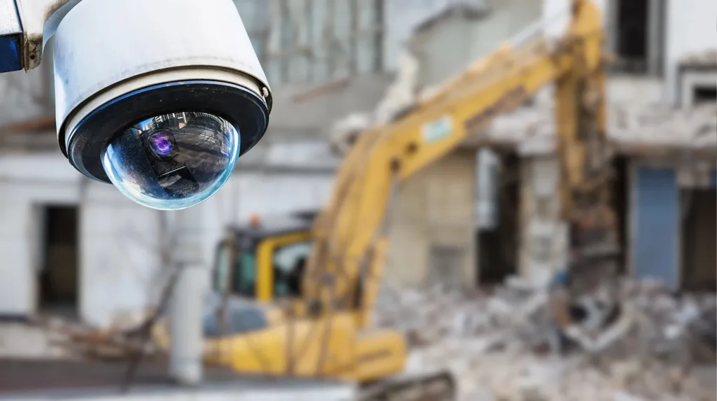 mobile security camera with crane in background