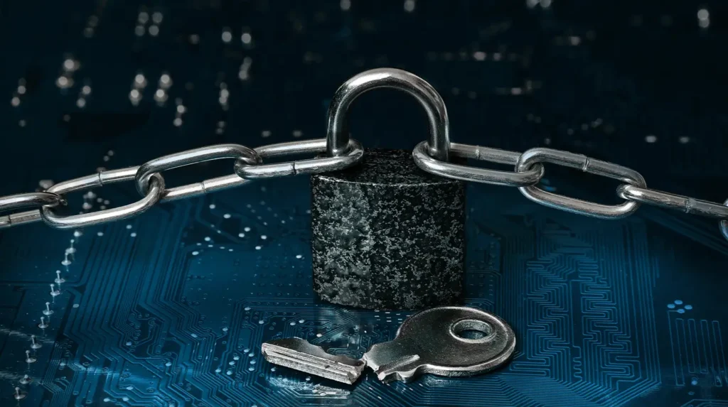 a chain around a padlock