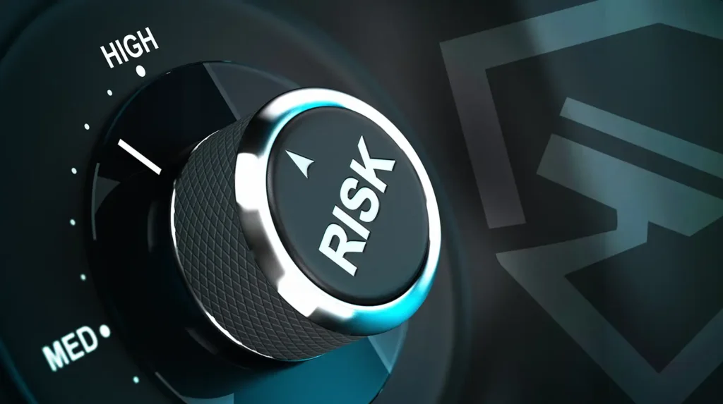 a security system and a knob with the word RISK