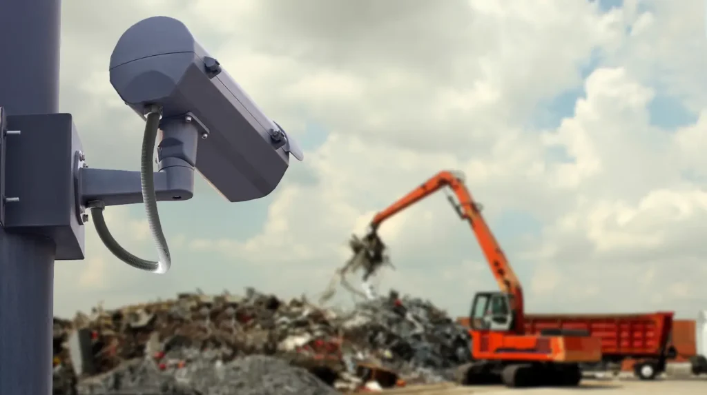 waste management security solutions - security camera looking at equipment picking up scrap